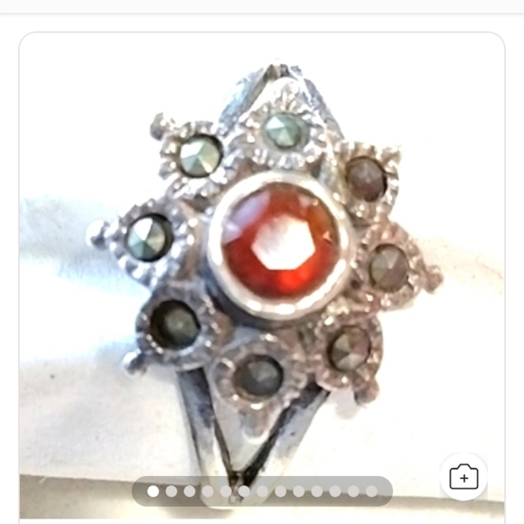 Unique Vintage Jewelry - Sterling Silver Garnet Ring Antique